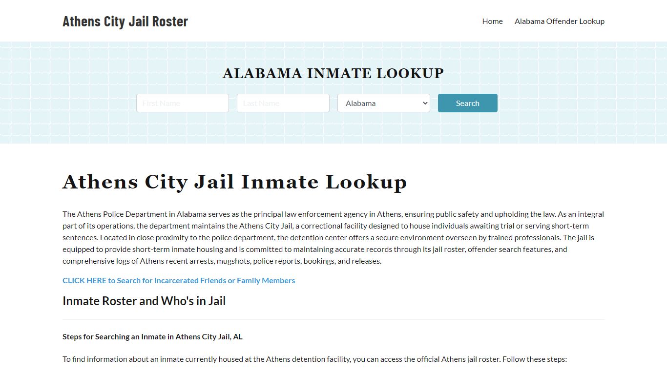 Athens Police Department & City Jail, AL Inmate Roster, Arrests, Mugshots